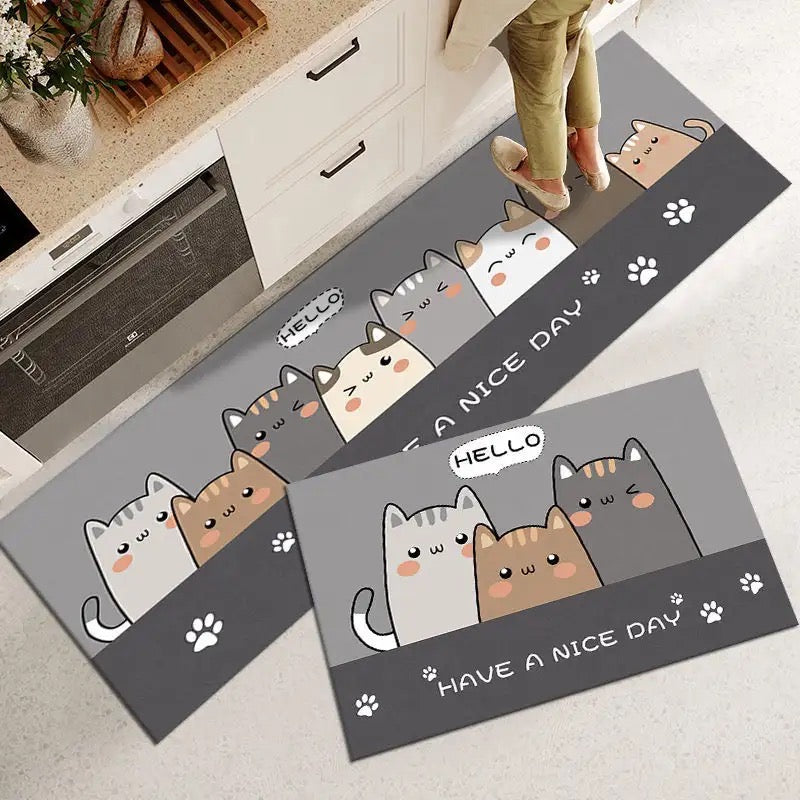 Tapete antideslizante para la cocina con lindos gatitos – Alfombra Del Sol