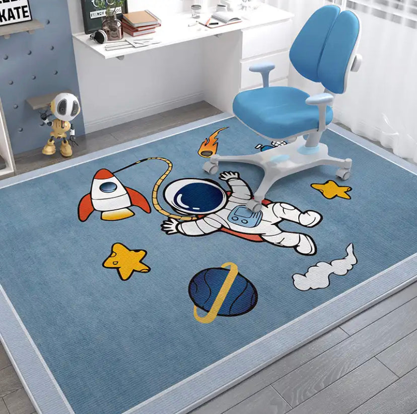 Alfombra infantil pelo corto diseño planeta espacio luna alfombra